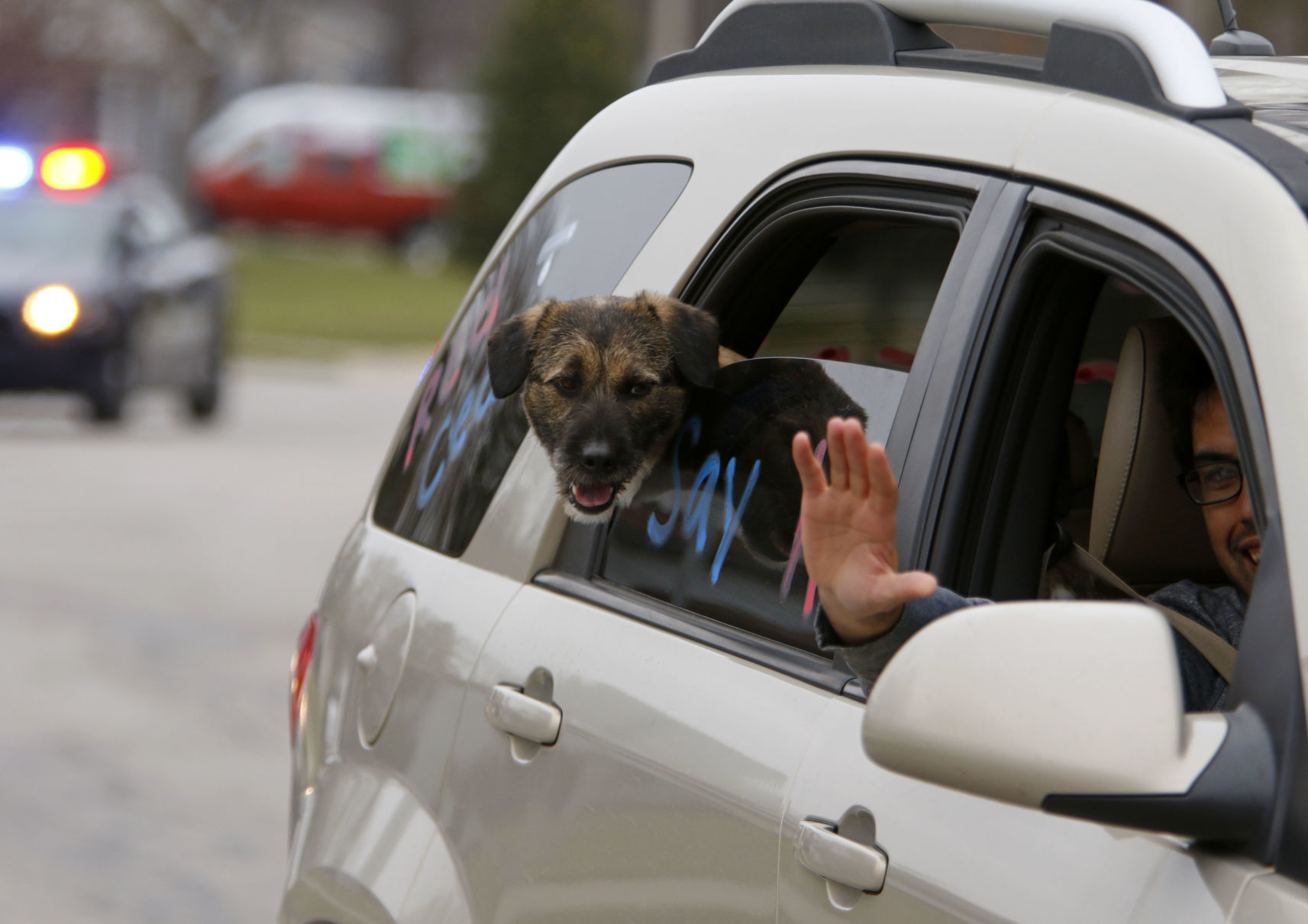 Myers Elementary staff parades through Portage neighborhood